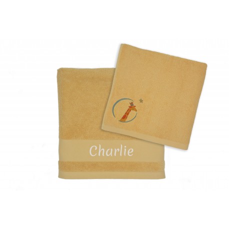 SERVIETTE 70 X 140 GIRAFE VANILLE